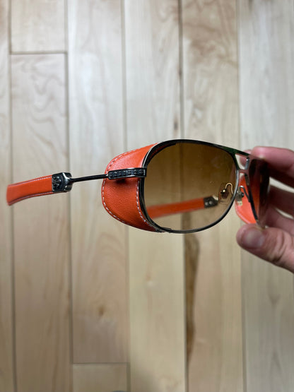 Chrome Hearts ‘Step Child’ 925 Silver/Leather Steampunk Aviator Sunglasses