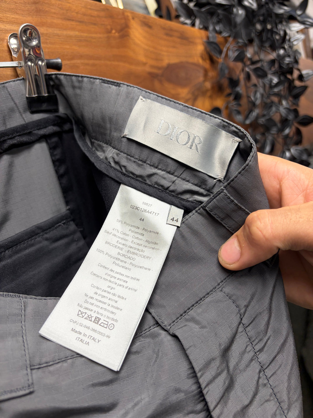 Dior Grey Nylon Slim Cut Cargo Pants