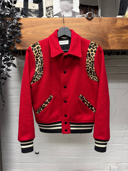 AW2014 Saint Laurent by Hedi Slimane ‘Leopard’ Pony Hair/Red Wool Teddy Jacket