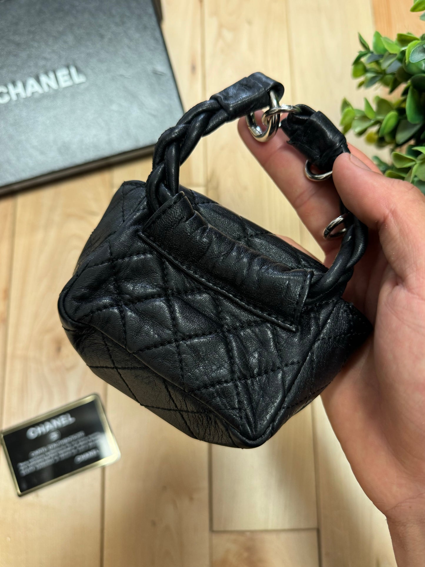 SS2008 Chanel ‘Ankle Monitor’ Miniature Black Patent Leather Bag