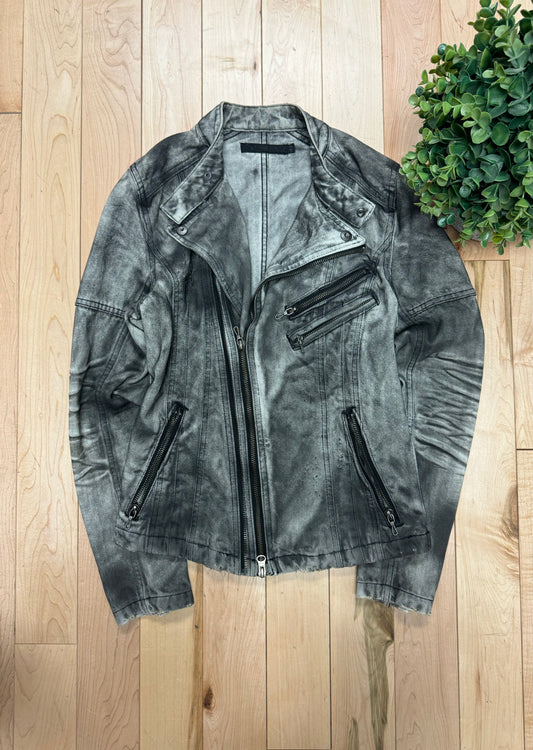 Fuga ‘Smoke Wash’ Grey Denim Biker Jacket