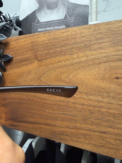 2000s Gucci Brown Tinted ‘Horsebit’ Rimless Sunglasses