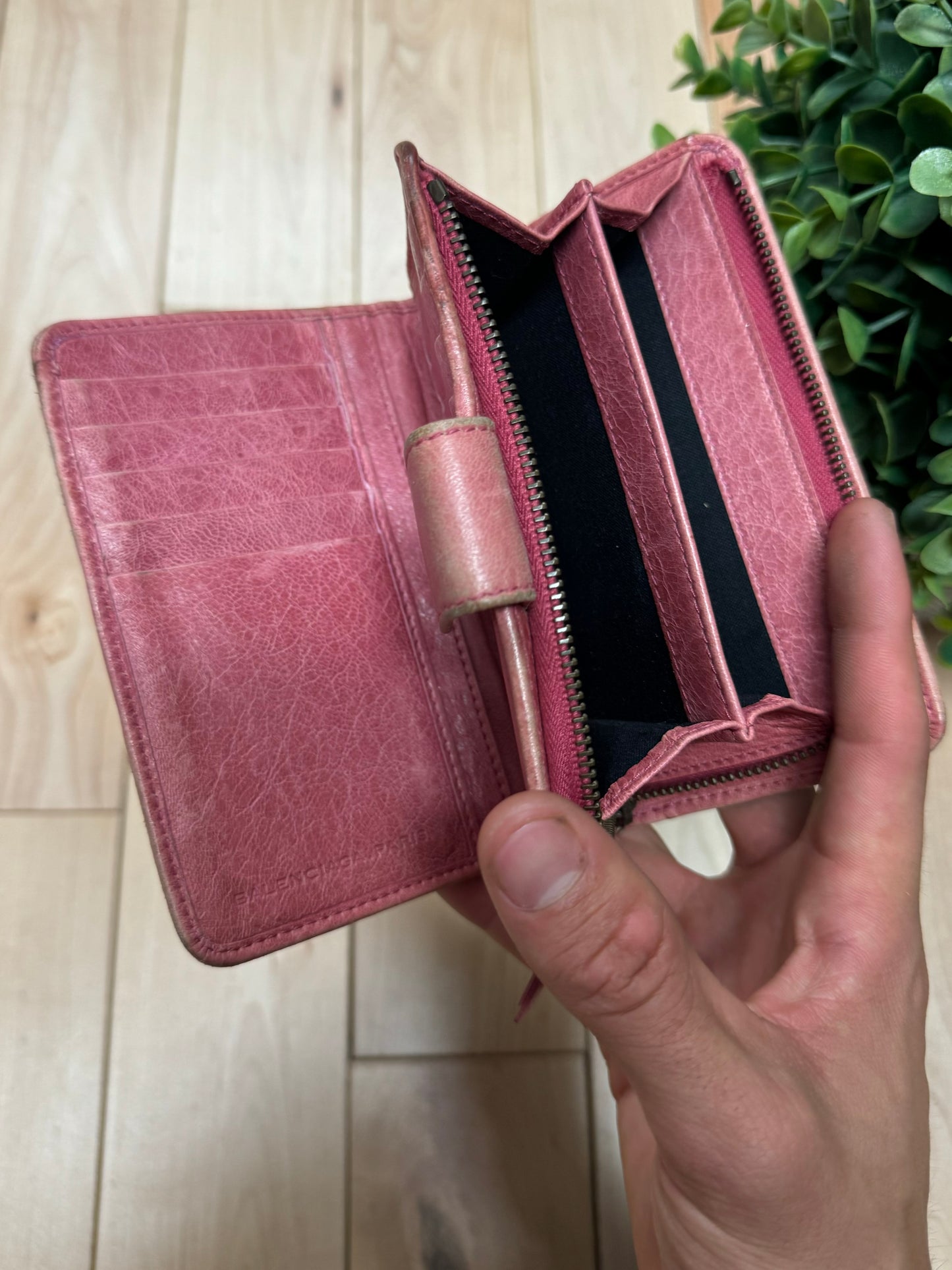 Balenciaga Pink ‘Tour’ City Calfskin Leather Wallet