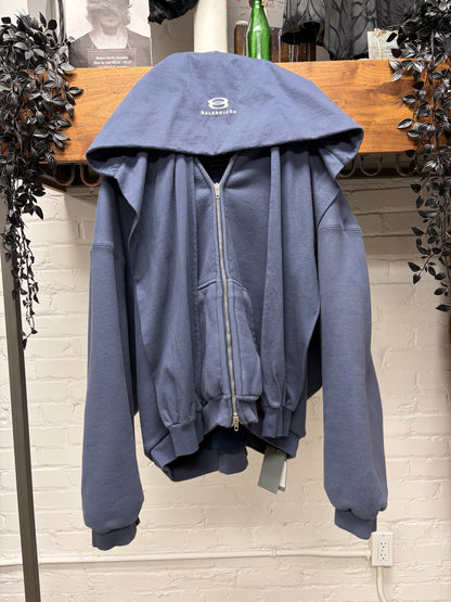 SS2025 Balenciaga ‘Incognito’ 4 Sleeve Blue Zip-Up Hoodie