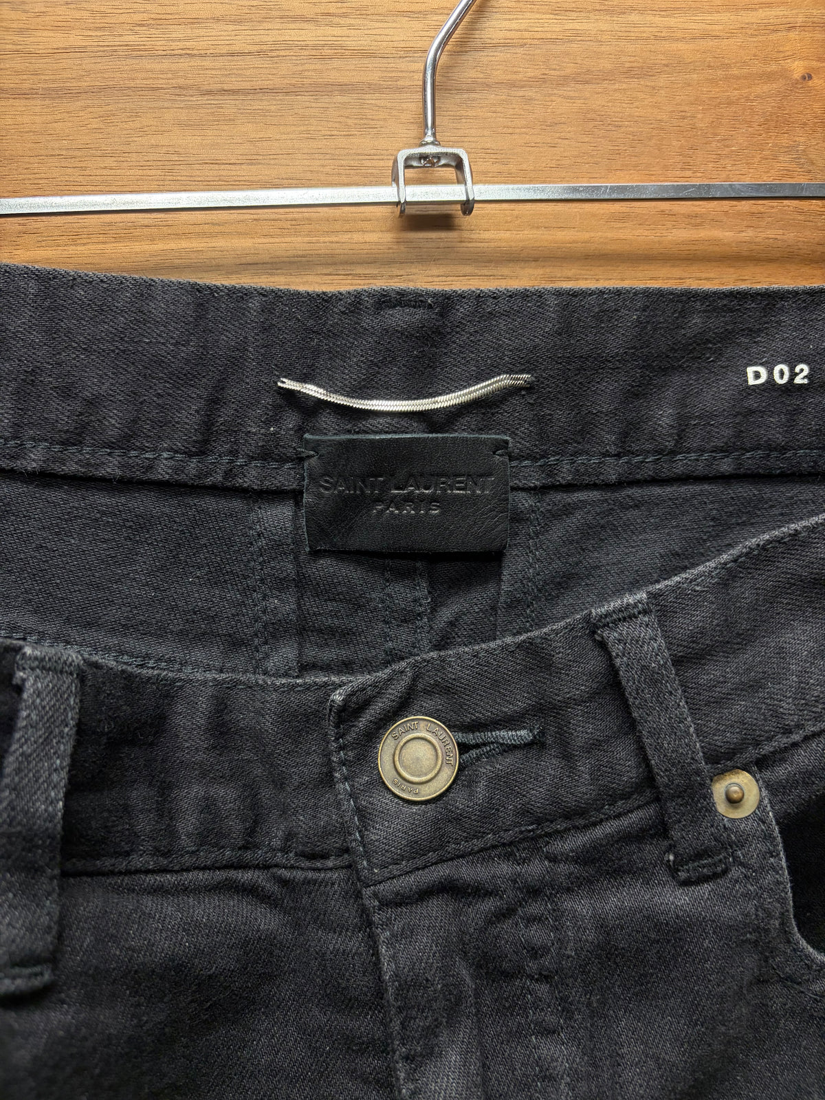AW2014 Saint Laurent by Hedi Slimane 'DO2' Distressed Black Knee Blowout Skinny Jeans