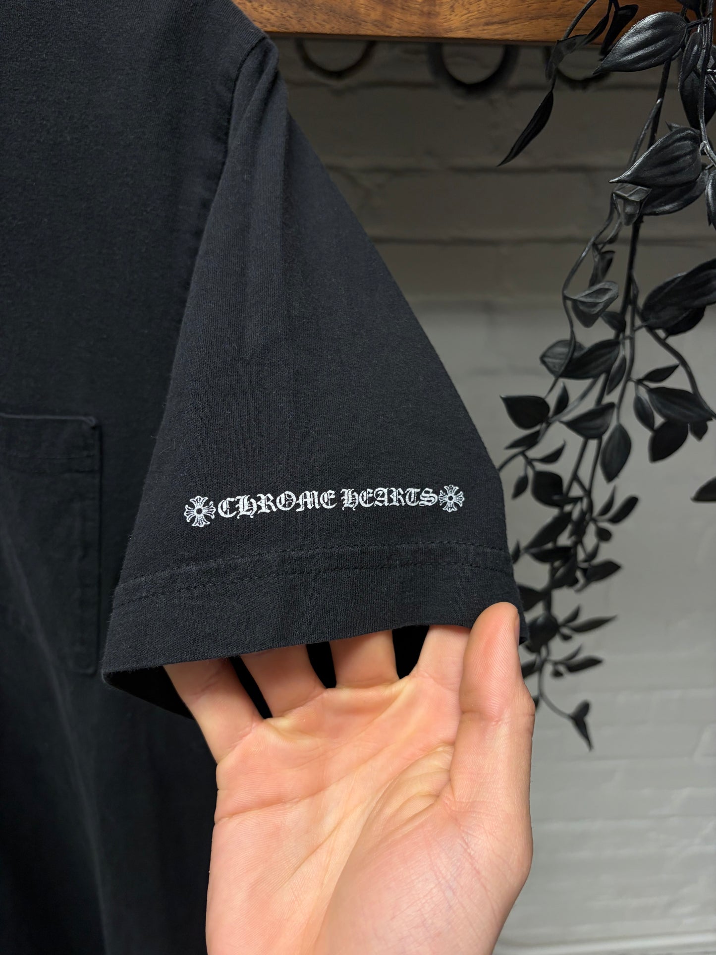 Chrome Hearts ‘Scroll Neck’ Black Ringer Short Sleeve Shirt