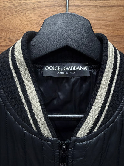 Dolce & Gabbana Quilted ‘Varsity’ Black Bomber Jacket