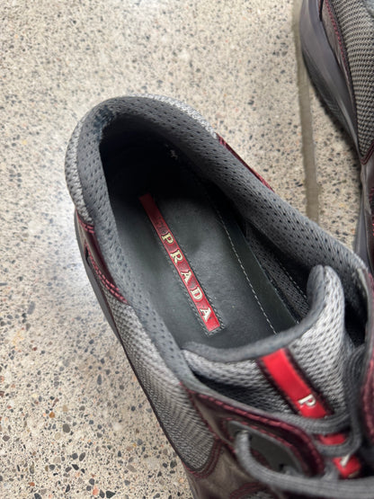 Prada ‘America’s Cup’ Red Patent Leather Low Top Sneakers