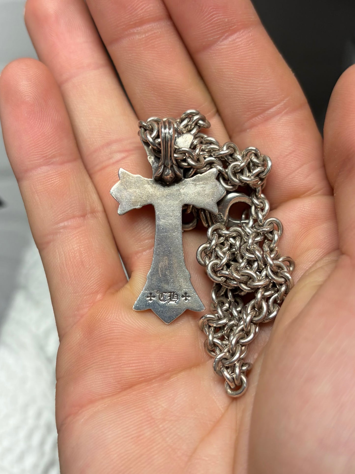 Chrome Hearts Large ‘Double Cross’ Stacked 925 Silver Pendant