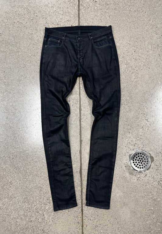 Rick Owens ‘Detroit Cut’ Waxed Black Denim