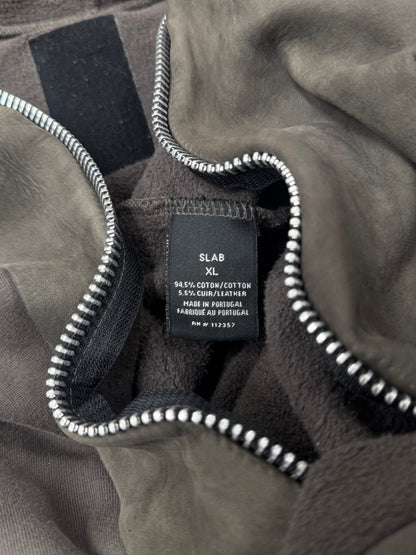 Rick Owens ‘Slab’ Layered Leather ‘Dust’ Hoodie