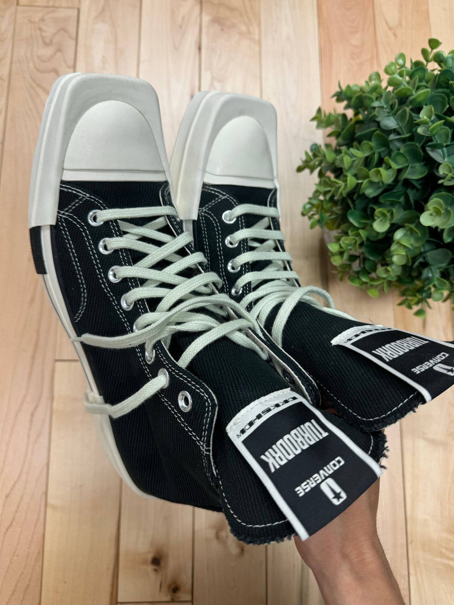 Rick Owens x Converse ‘TurboDRK’ Black Canvas High Top Sneakers