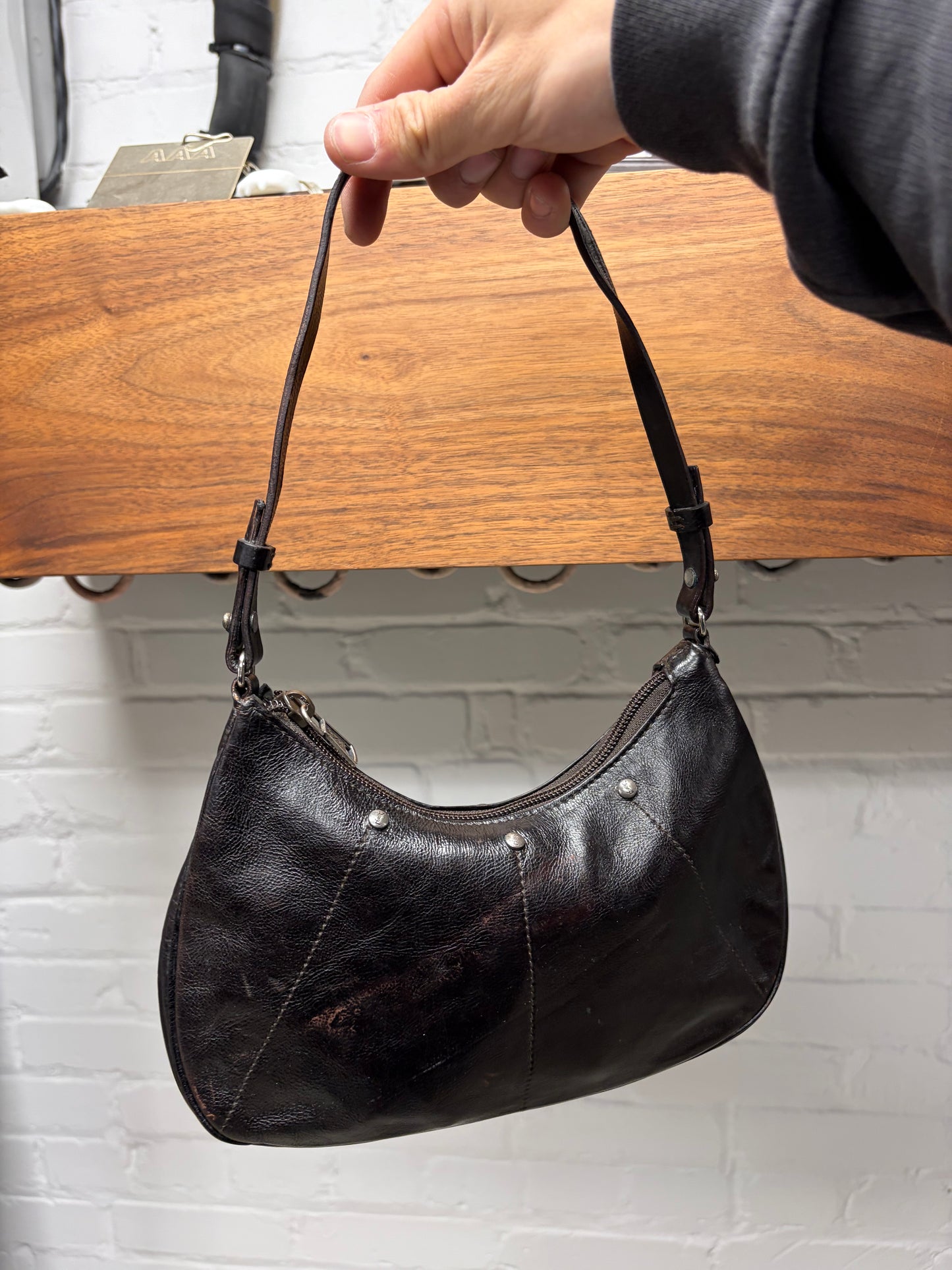 Vintage Yves Saint Laurent ‘Rive Gauche’ Mini Studded Leather Shoulder Bag