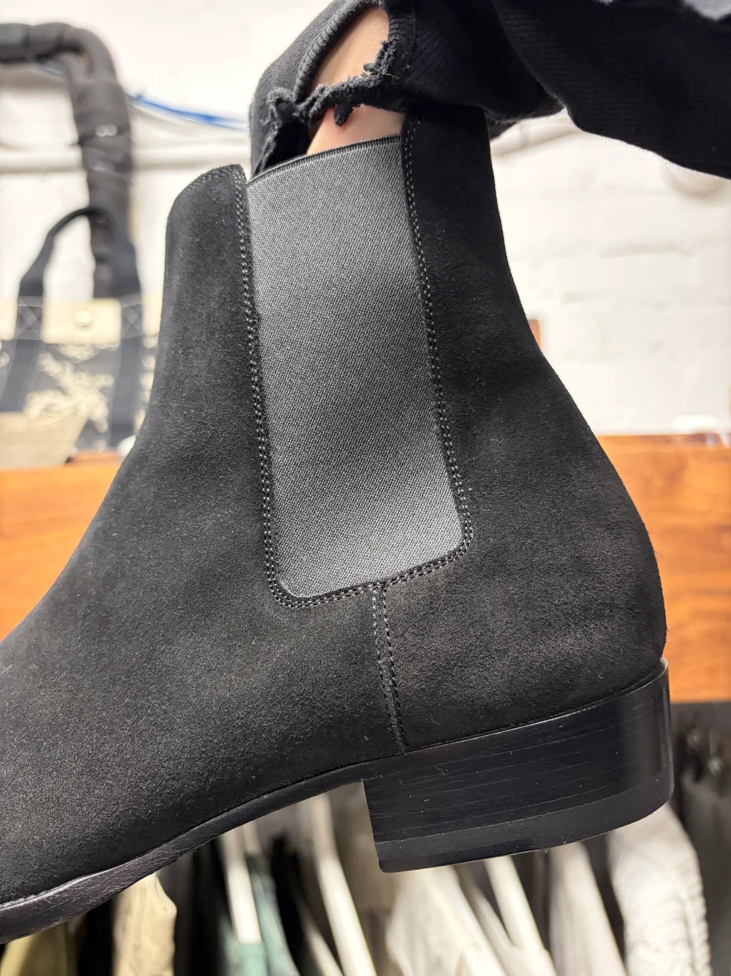 Saint Laurent ‘Wyatt’ Black Suede Chelsea Boots