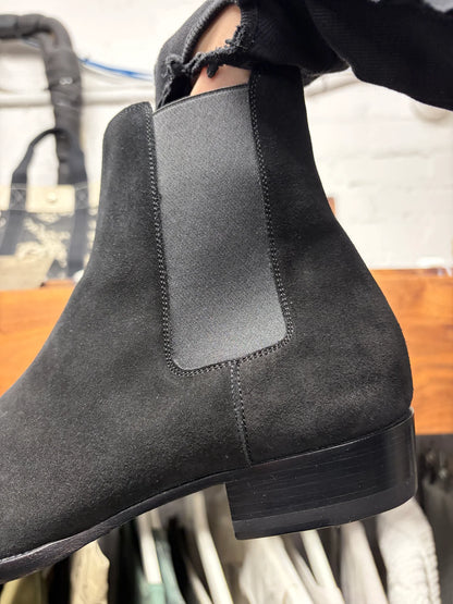 Saint Laurent ‘Wyatt’ Black Suede Chelsea Boots