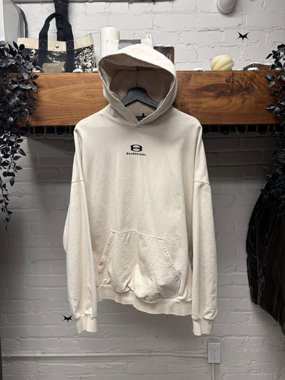 SS2022 Balenciaga ‘Unity Logo’ Cream White Pullover Hoodie