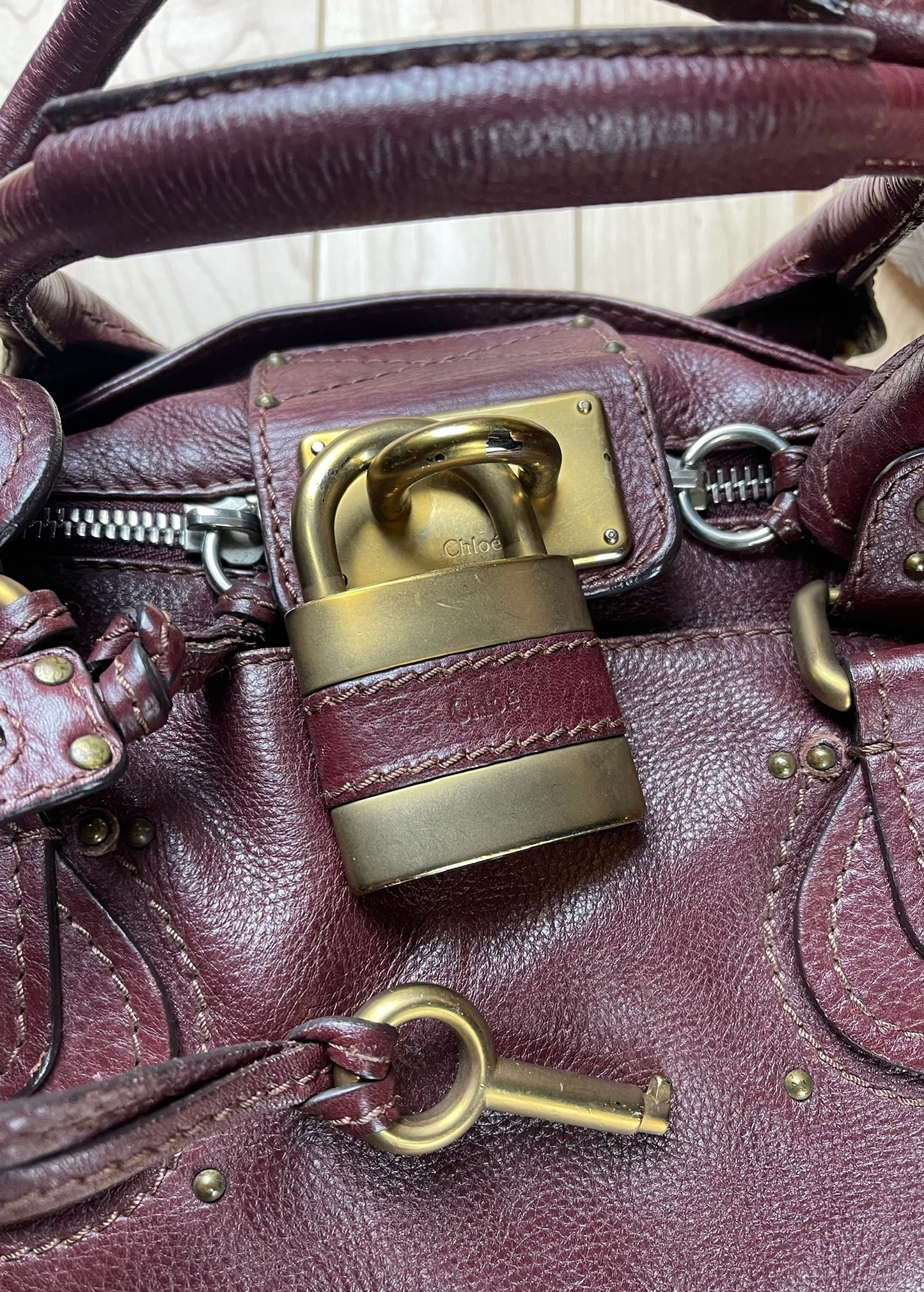 Chloe ‘Paddington’ Oxblood Red Leather Lock & Key Shoulder/Top Handle Bag