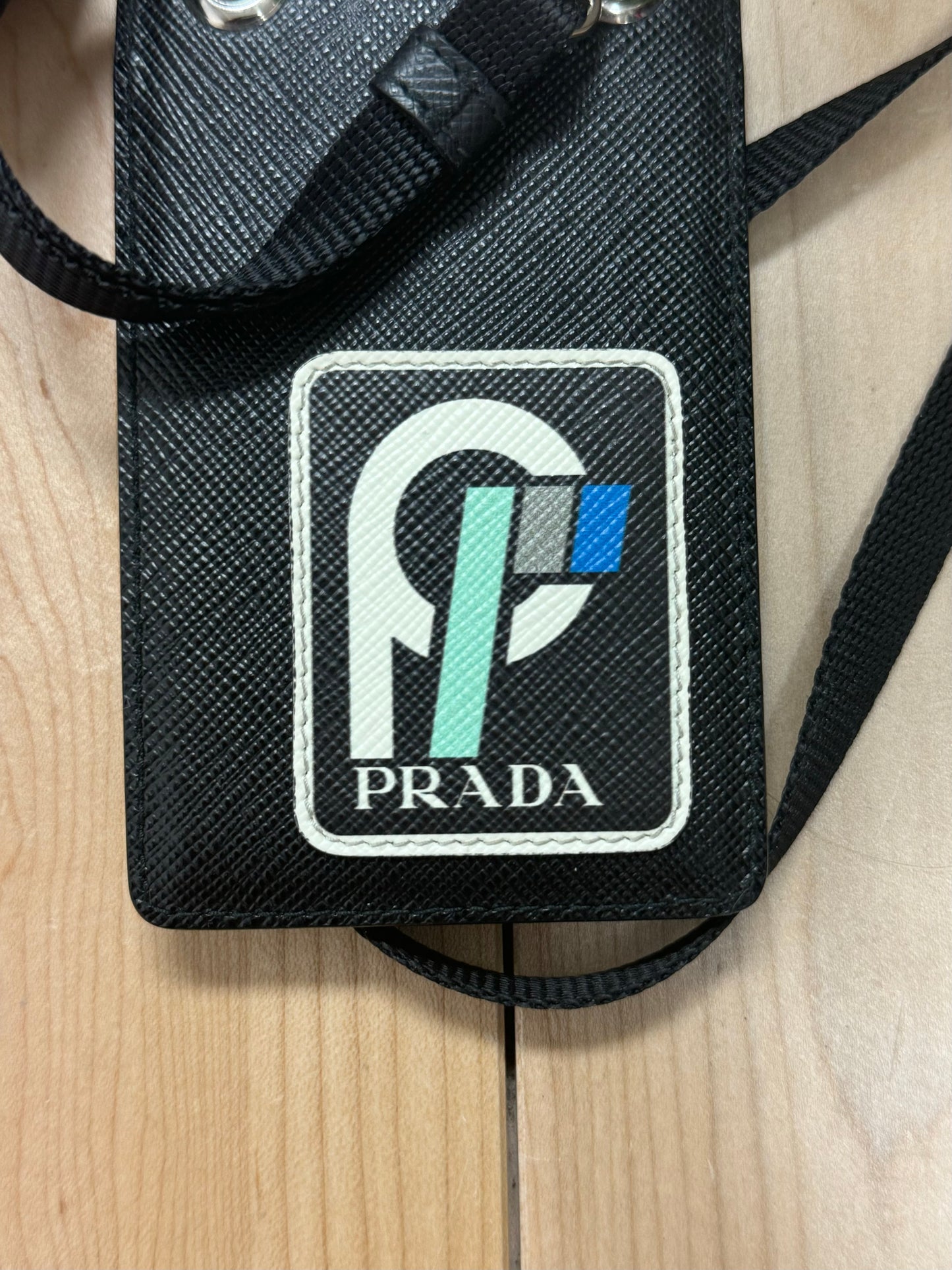 2018 Prada Saffano Leather ID Holder + Lanyard