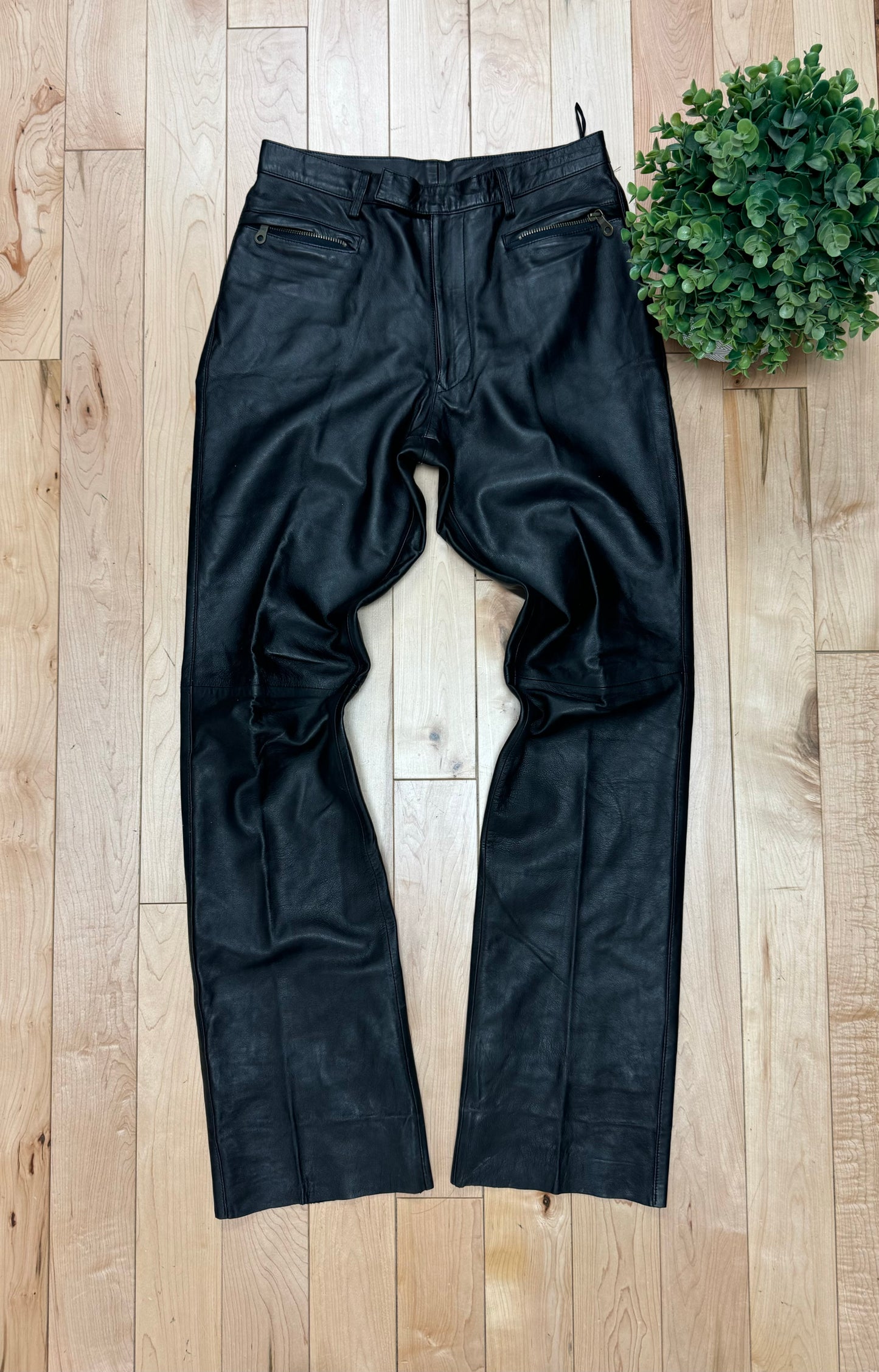 Vintage Jean Paul Gaultier Black Leather Flared Trousers