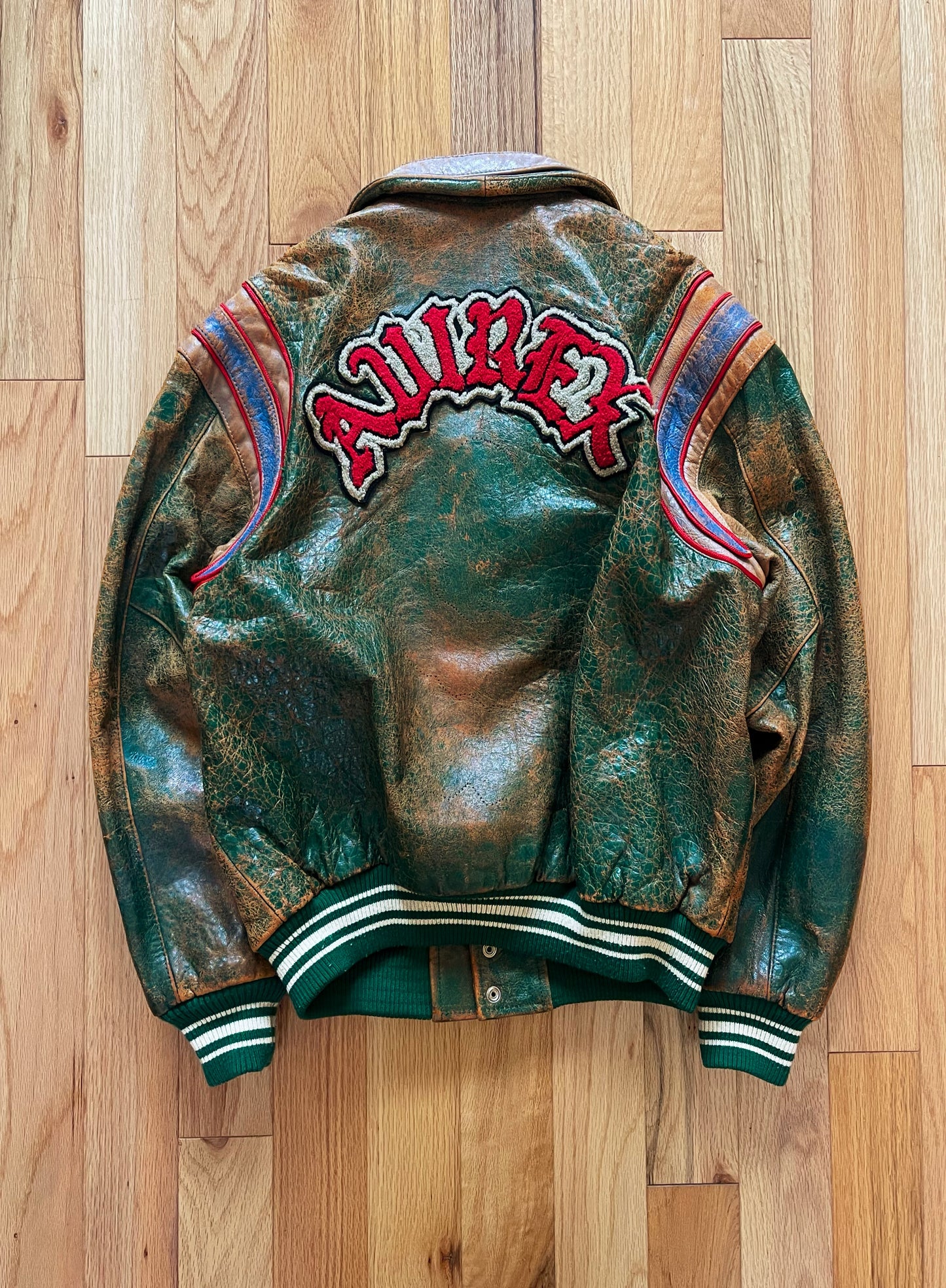 Vintage 1990’s Avirex ‘Champs’ Chenille Patch Leather Varsity Jacket