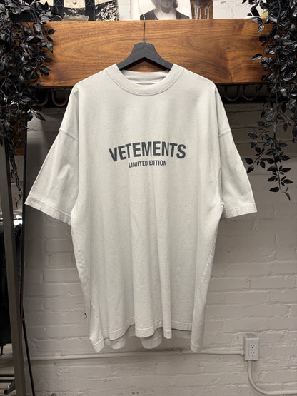Vetements Limited Edition Grey Oversized Logo T-Shirt