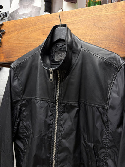 Prada Black Lambskin Leather/Nylon Hybrid Jacket