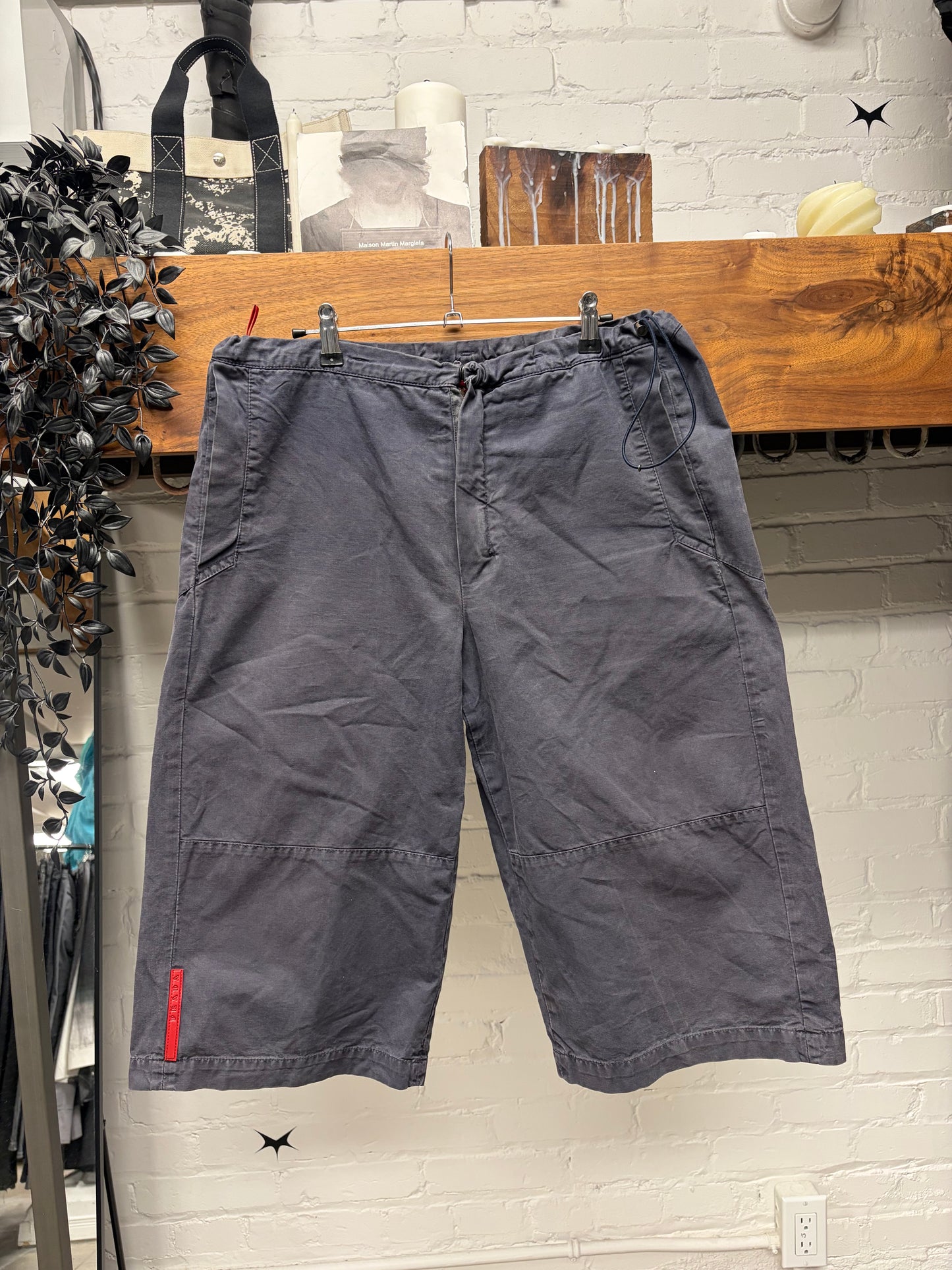 Vintage Prada Sport Over the Knee Length ‘Plum’ Faded Cotton Shorts