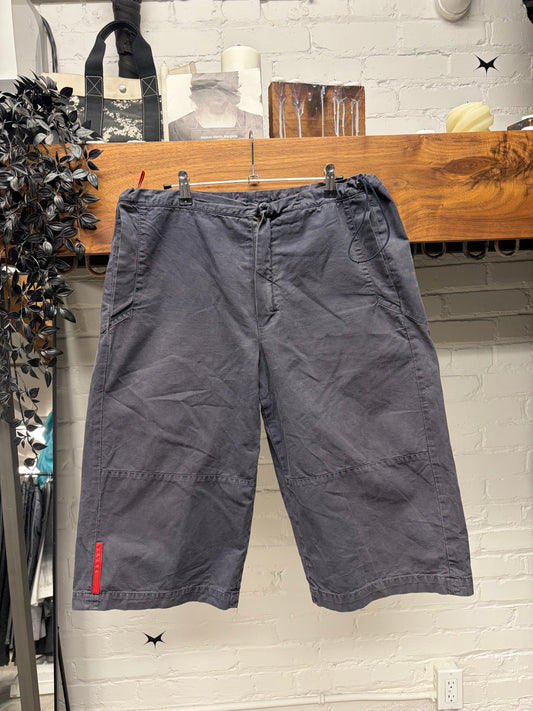 Vintage Prada Sport Over the Knee Length ‘Plum’ Faded Cotton Shorts