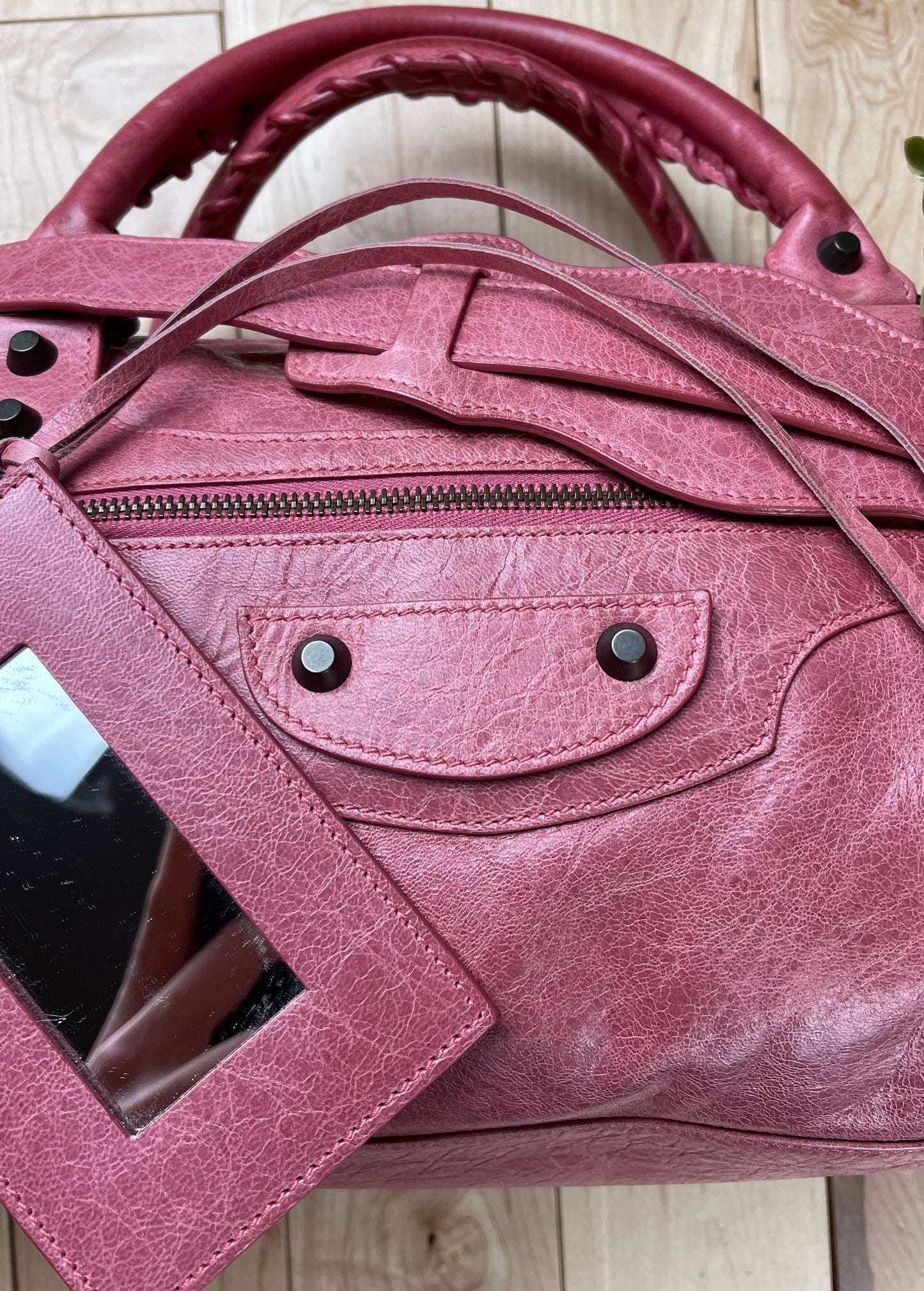 Balenciaga Twiggy Pink Leather City Bag