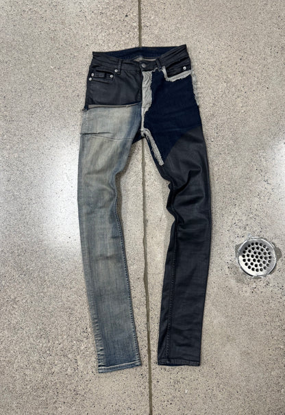 SAMPLE Rick Owens DRKSHDW Black/Blue Waxed ‘Tyrone’ Denim