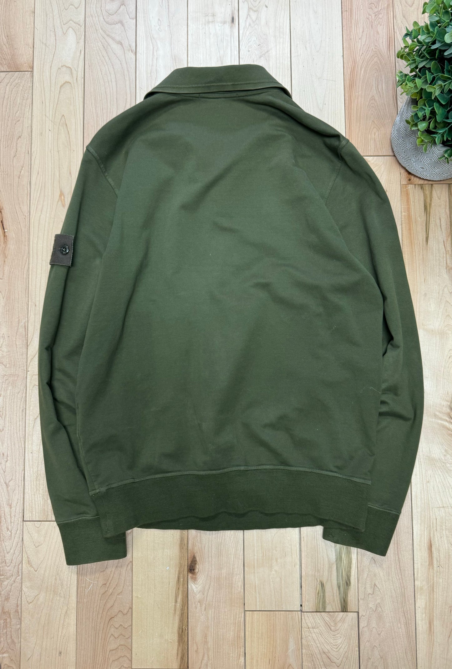 Stone Island Quarter Zip Olive Green Sweater