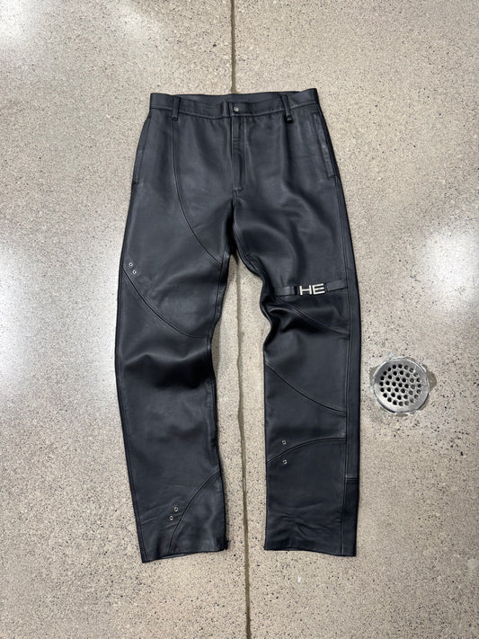 Heliot Emil Black Calfskin Leather Pants