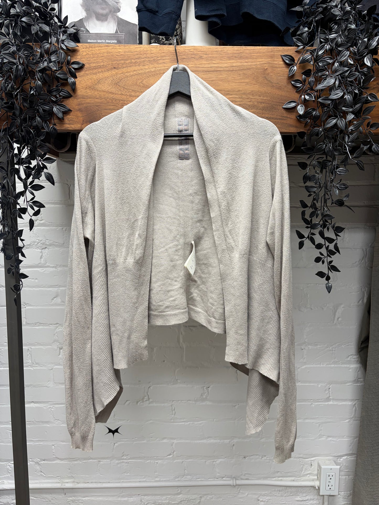 SS2016 Rick Owens ‘Cyclops’ Pearl Grey Waterfall Cardigan Shawl