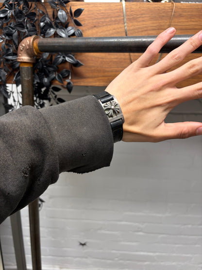 Chrome Hearts 925 Silver ‘Plus Cross’ Harness Leather Bracelet