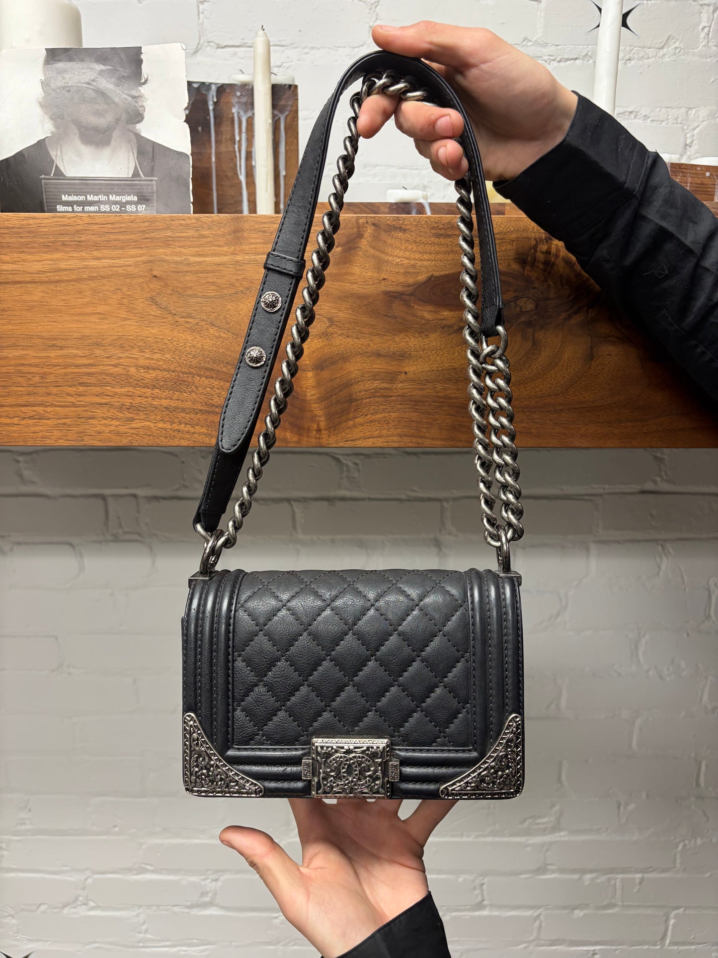 2013 Chanel ‘Paris Dallas’ Black Quilted Leather ‘Boy Bag’ Purse
