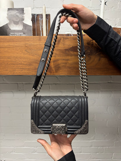 2013 Chanel ‘Paris Dallas’ Black Quilted Leather ‘Boy Bag’ Purse