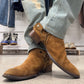 Saint Laurent ‘Wyatt’ Brown Suede Harness Boots