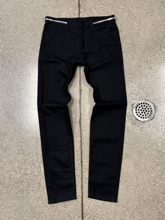 Givenchy ‘Silver Embellishment’ Waistband Studded Black Skinny Denim