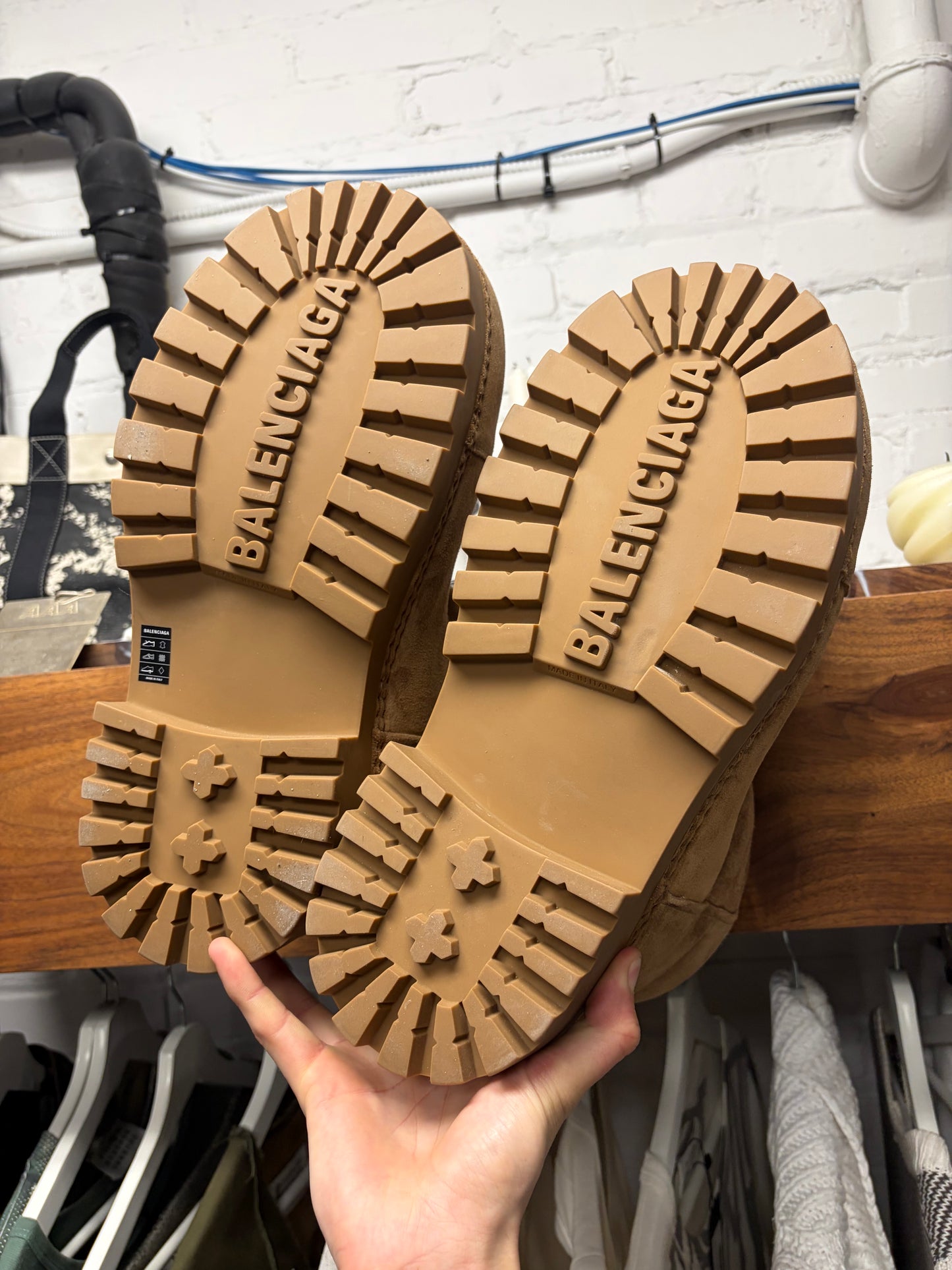Balenciaga ‘Alaska’ Brown Suede/Shearling  Low Top Booties