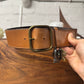 Lanvin Square Buckle Brown ‘Charm’ Leather Belt