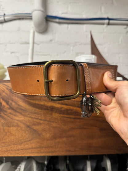 Lanvin Square Buckle Brown ‘Charm’ Leather Belt