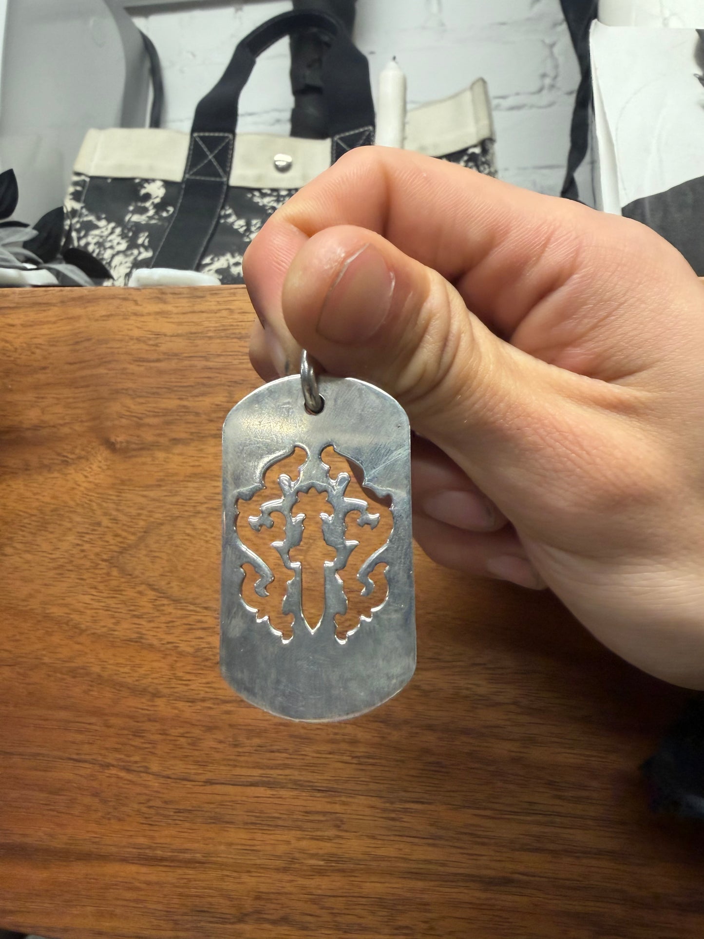 Chrome Hearts ‘Vine/Dagger’ Cutout 925 Silver Dog-Tag Pendant