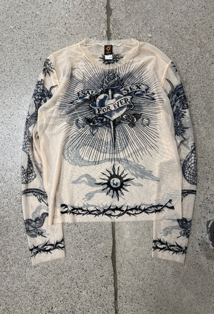 SS1996 Jean Paul Gaultier ‘Safe Sex Forever’ Mesh Long Sleeve Shirt
