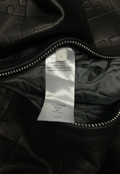 Vetements ‘Puzzle’ Embossed Black Leather Zip-Up Jacket