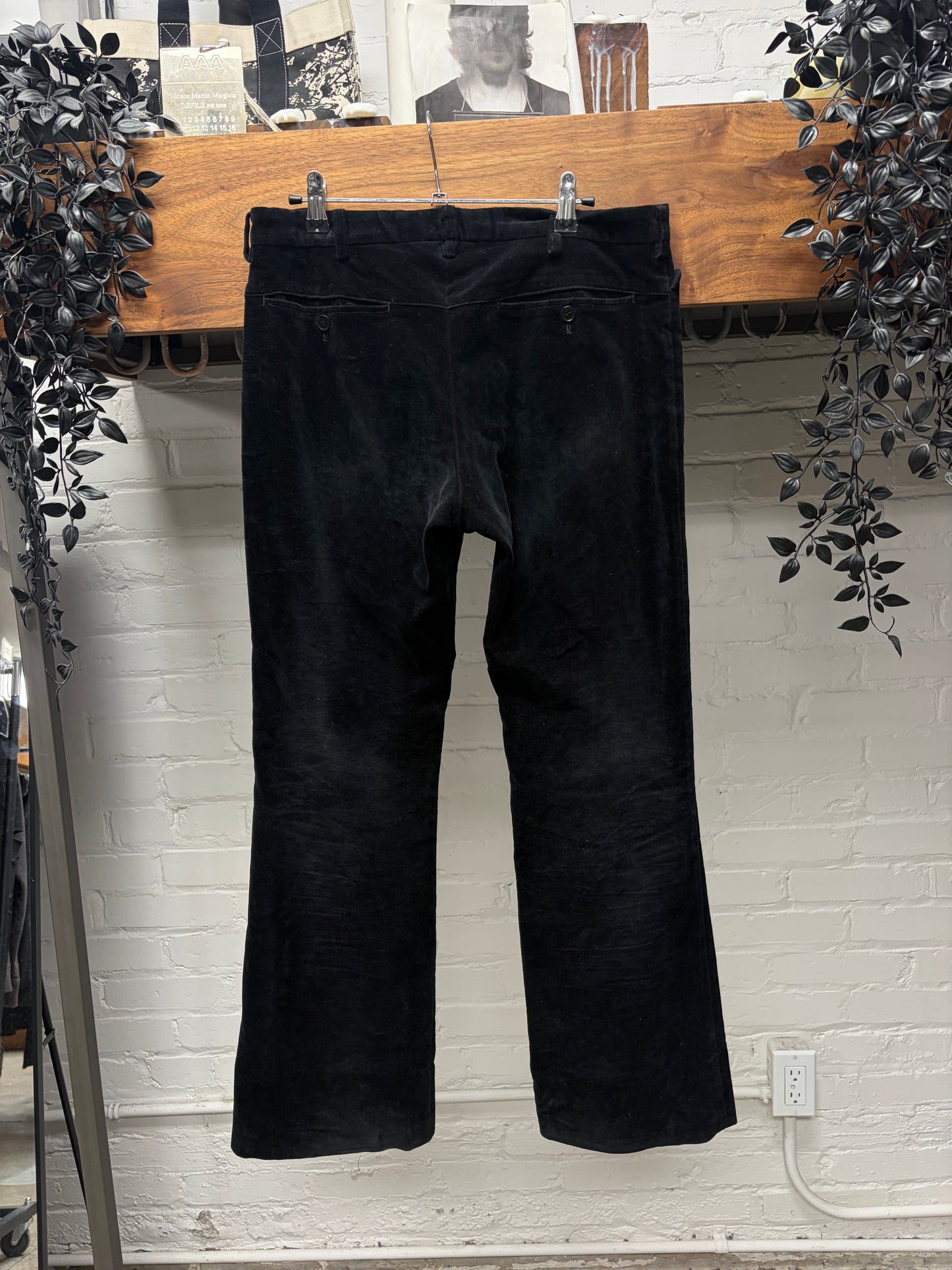 Katharine Hamnett Black Velvet Flared Leg Trousers