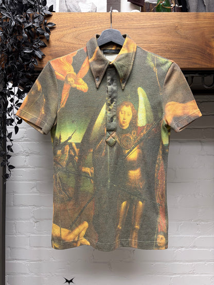 AW1997 Alexander McQueen 'It's a Jungle out There' Full Portrait Print ‘Last Judgement’ Polo