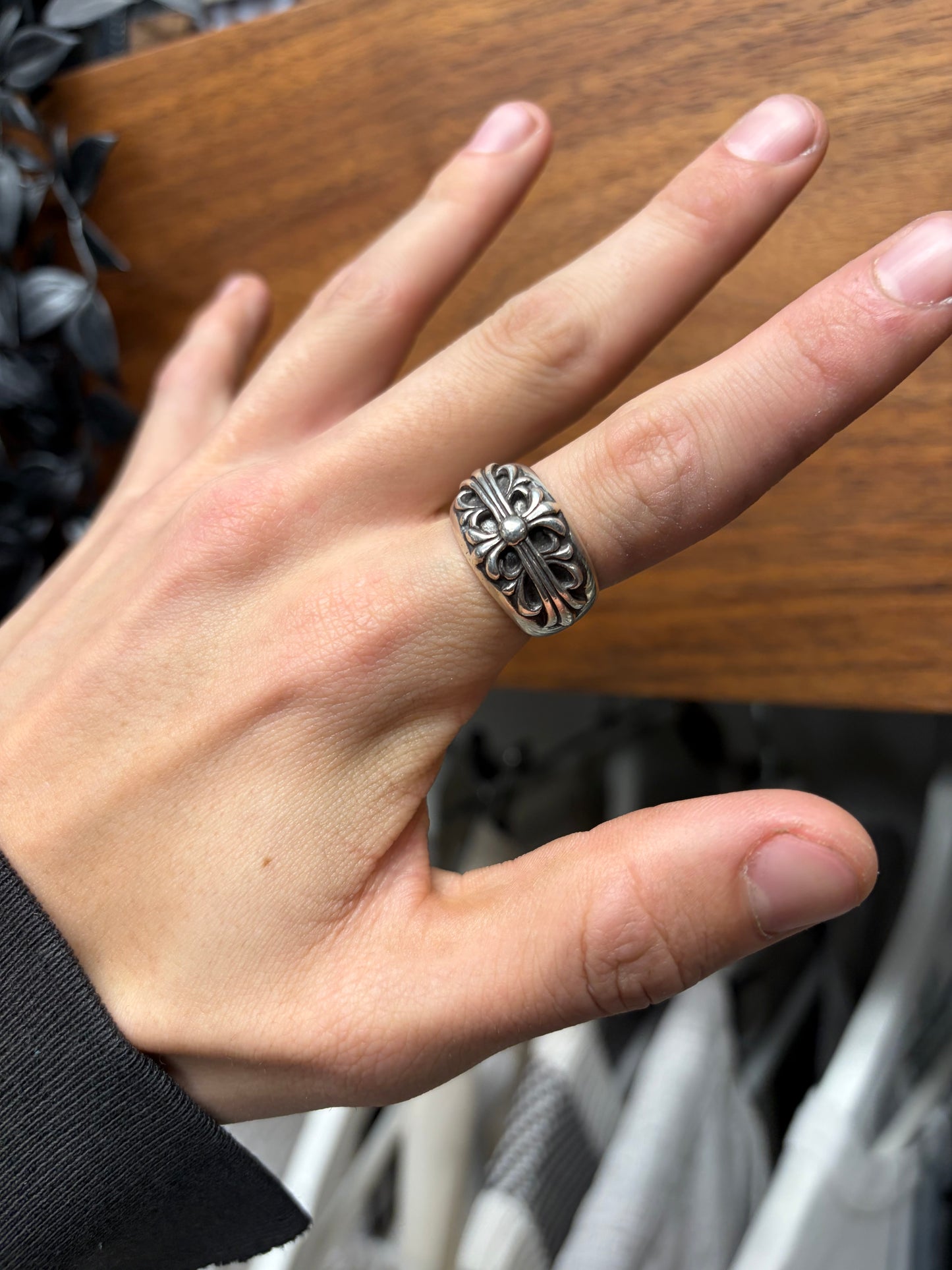 Chrome Hearts ‘Floral Cross’ 925 Silver Ring