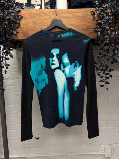AW1994 Jean Paul Gaultier ‘Vampire’ Pixelated Blue Mesh Long Sleeve Shirt