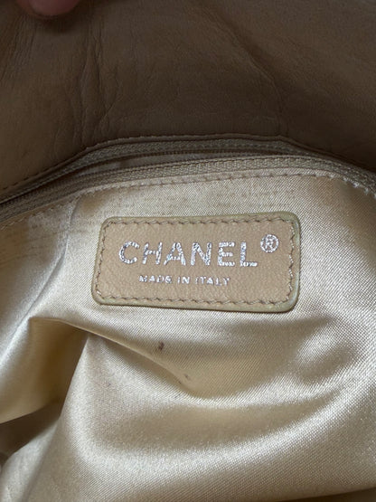 Chanel Genuine Python Leather Gold Crochet Classic Flap Topstitch Shoulder Bag