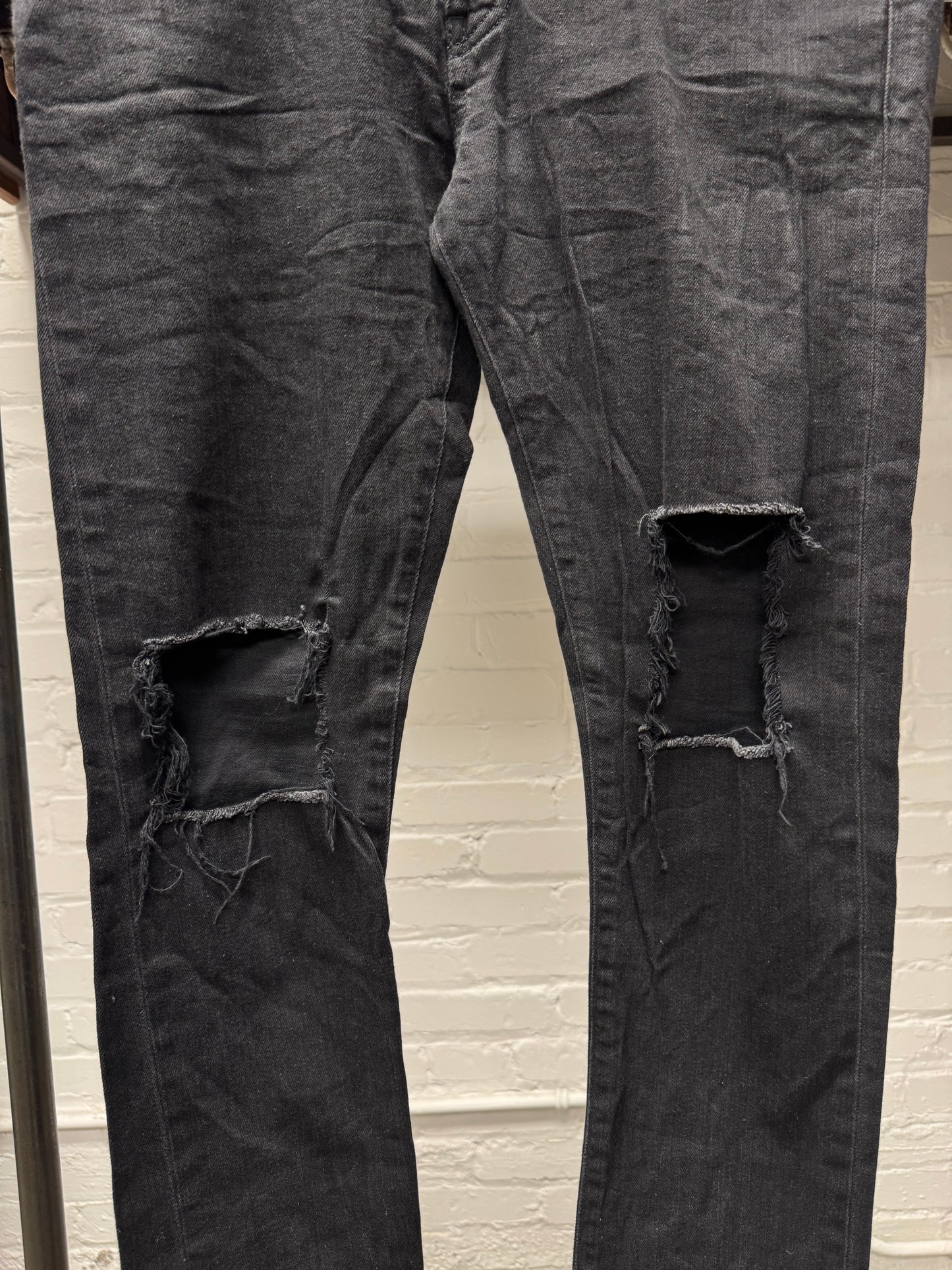2014 Saint Laurent by Hedi Slimane ‘D02’ Distressed Black Skinny Jeans